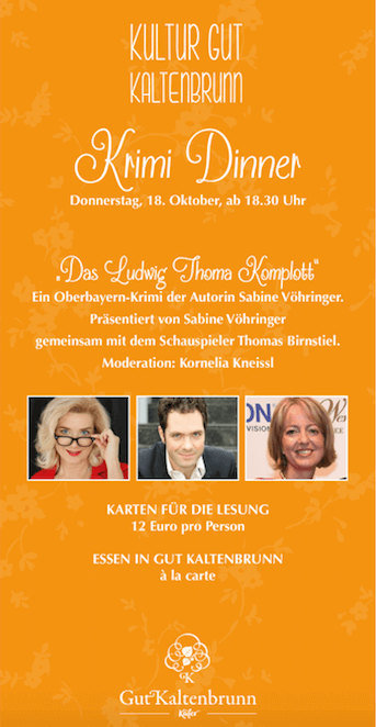 Gut Kaltenbrunn Krimi Dinner mit Sabine Vöhringer, Thomas Birnstiel und Kornelia Kneissel-2